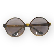 VTG 1960s Mod Go-Go Oversized Round Sunglasses Italy Tortoiseshell Brown Lenses