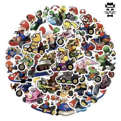 50x Super Mario Kart Sticker Nintendo Aufkleber Gaming Videospiel Stickerbomb