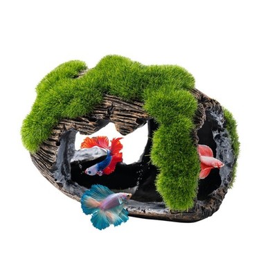 Rislobx Betta Fish Broken Barrel Decor Tank Accessories, Resin Fish Cave Aqua...