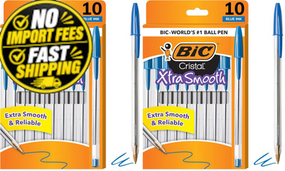 BIC Ballpoint Pen, Medium Point, Blue | 10 Count (Pack of 2), Ink