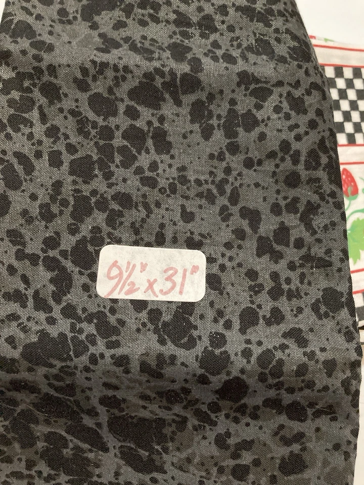 Lote de 7 restos de tela a lunares a cuadros rayas negras lote #51 Foto 3 de 4