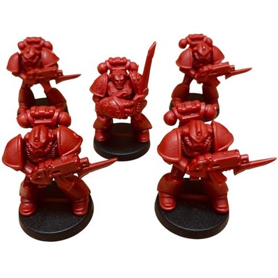 MB Space Crusade Blood Angel Marines/Bolters x 4 + Captain/Power Fist & Sword