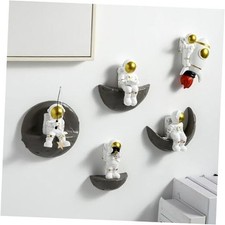 Astronauts Wall Decor Set of 5, Wall Sculptures Modern Home White and Grey - B
