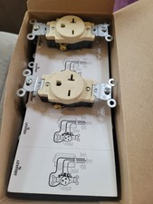 Lot Of 7 Leviton Ivory COMMERCIAL Single Outlet NEMA 6-20 20A 250V 5821-I