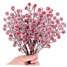 Pieces Artificial Holly Berry Stems 9" Christmas Berry Picks Sprays Snowy 24