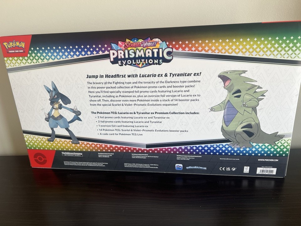 Pokemon TCG Prismatic Evolutions Lucario Ex + Tyranitar Ex Premium Collection