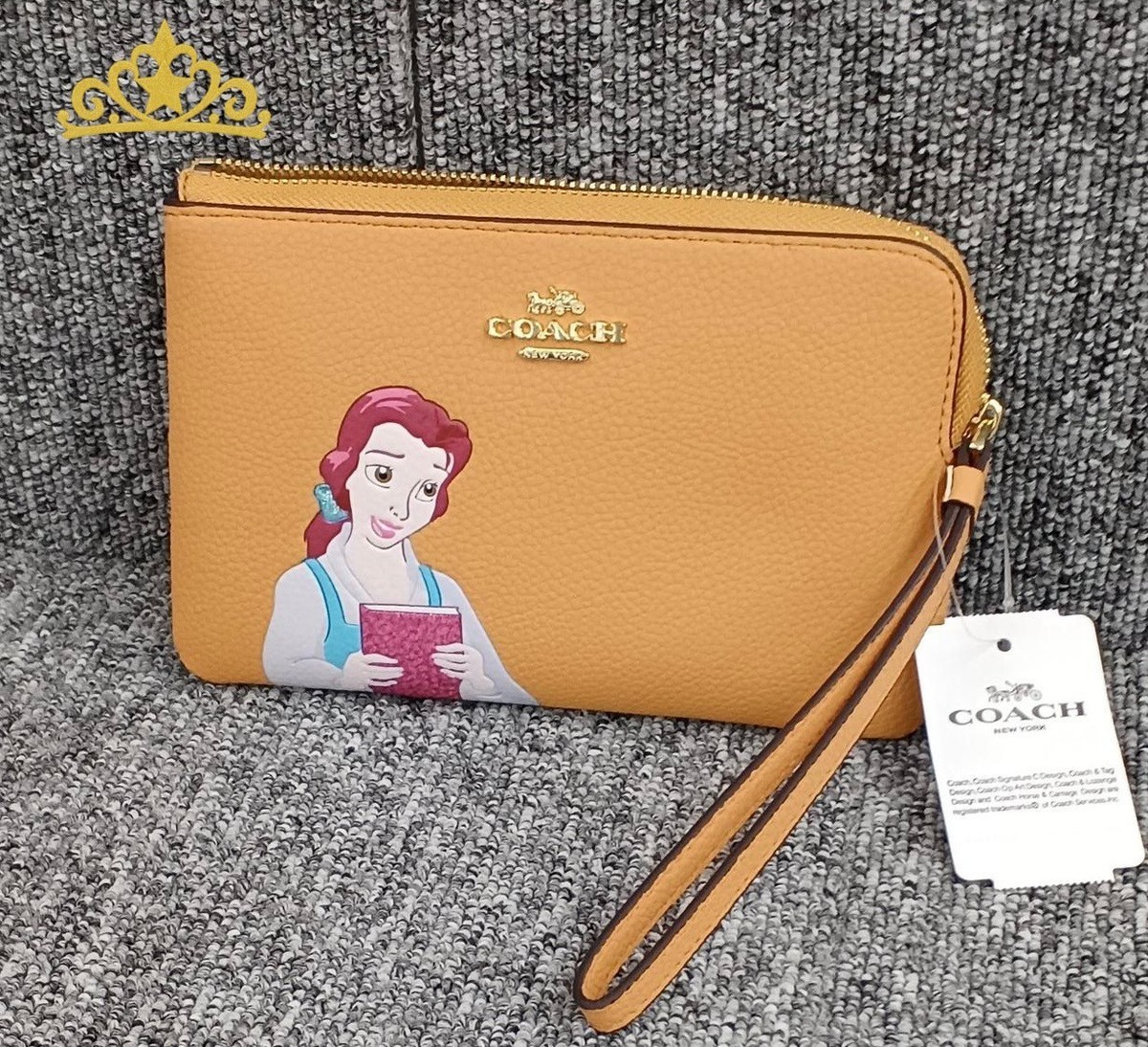 DISNEY X COACH CORNER ZIP WRISTLET Coach Wristlet Pouch Cinderella