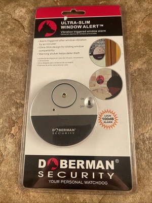 Doberman Security Ultra-Slim Window Alert Vibration Alarm Loud 100dB New Sealed