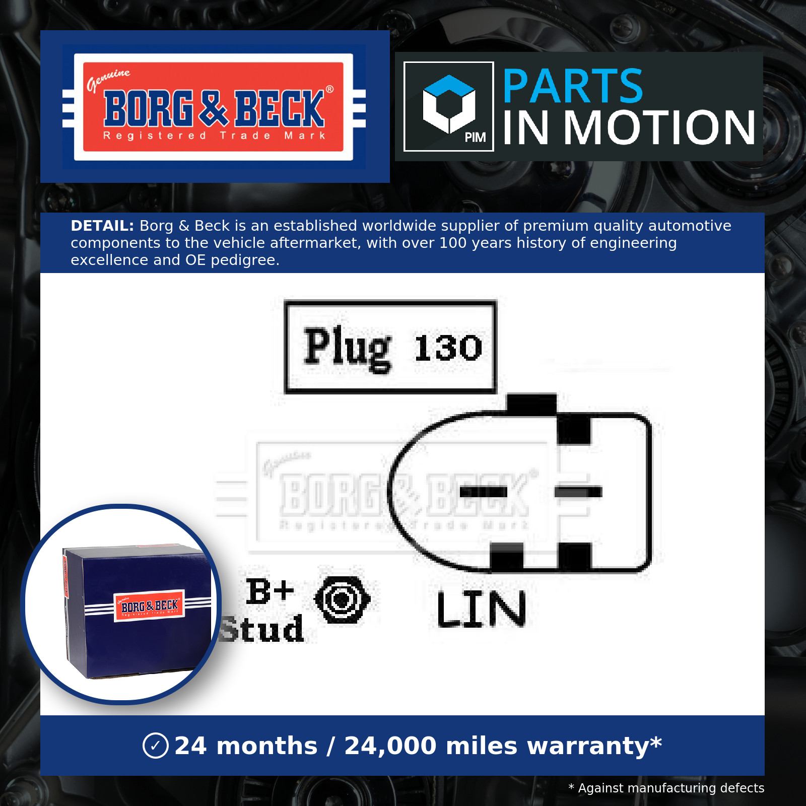 Alternator BBA2579 Borg & Beck 04801250AA 04801250AB 04801250AC 04801250AD New