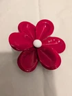 Vintage 1960s red enamel metal flower brooch Lapel Pin Jewelry Retro MOD COSTUME