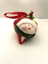 Vintage Ceramic Snowman Head Christmas Ornament 3.25"