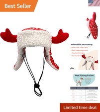 Festive Antler Red Fairisle Pet Hat for Dogs Cats - SnugFit Adjustable Design