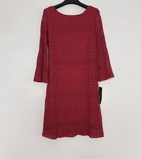 Sharagano Women Red Career Formal Bell Sleeve Shift Dress Lined Size 4 NWT $109