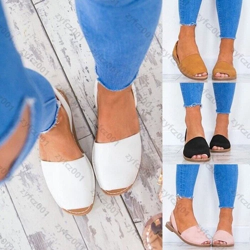 Sandalias planas menorquinas para mujer Mula española con cordones punta abierta verano zapatos para dama - Imagen 2 de 19