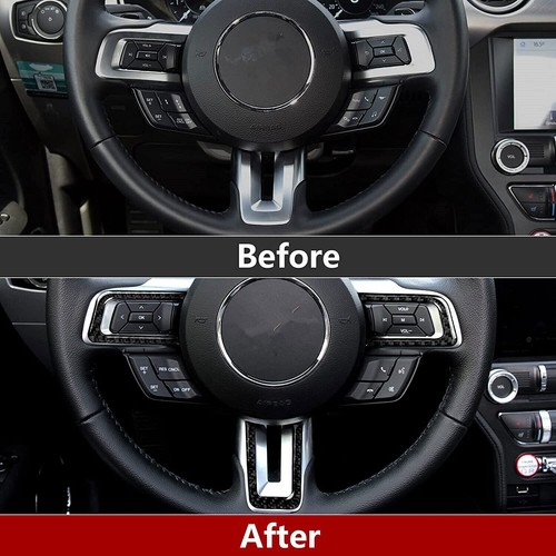 For Ford Mustang 2015-2020 Red Car Carbon Inner Steering Wheel Button Cover Trim - Bild 4 von 18