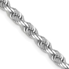 22" 14K White Gold 4mm Diamond-cut Quadruple Rope Chain Necklace
