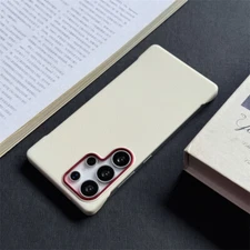 Frameless Slim Leather texture Hard pc Back Case For Samsung S25 Ultra Magnetic