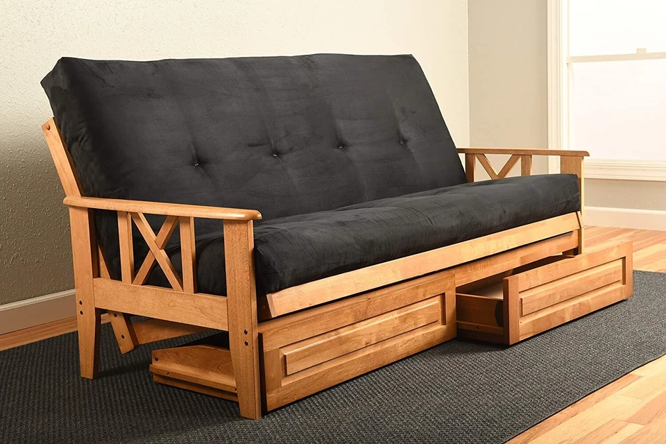 Capa Futon Apenas Preta - Tecido de microfibra Compatível com Colchão de 6-8 Polegadas (Tamanho Queen) - Imagem 4 de 4