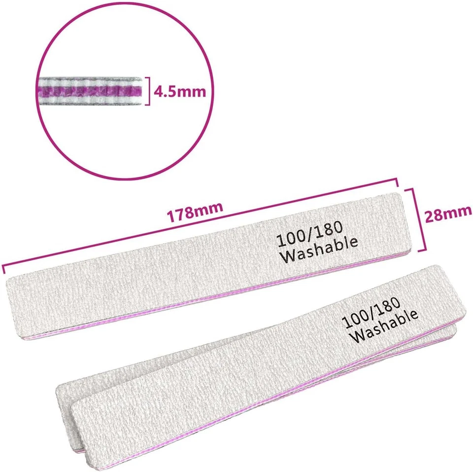 Arquivos e tampões de unhas profissionais 100/180 grãos lixa dupla face (24/48 peças) - Imagem 4 de 4