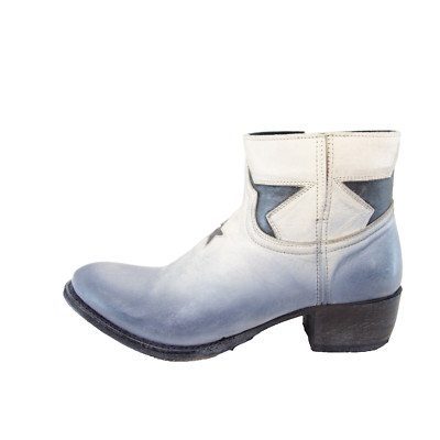 Stiefeletten SENDRA Blau Damen Low Cut Cowboy Boots Stiefel Leder Western 40 Neu