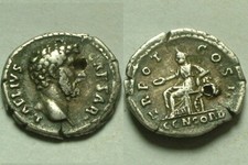 Genuine ancient Roman Silver coin denarius Lucius Aelius Verus Caesar Concordia