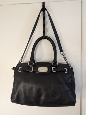 Michael Kors Large Hamilton Bag Black Pebble Leather