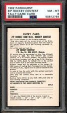 1962-63 Parkhurst #NN0 Zip Hockey Contest Tally Game Unmarked Card PSA 8 NM-MINT
