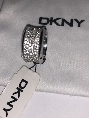 Authentischer Damen DKNY Ring - Edelstahl & Kristall - neu mit Etikett - Größe: K / 5,25