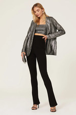 Show Me Your MuMu Womens Blazer Gray Felix Metallic Jacket Striped Sparkle Small