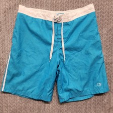 OP Swim Trunks Board Shorts Mens Size L 36-38 Blue w White Trim Ocean Pacific