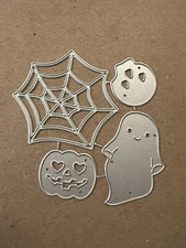 Spiderweb Skull Ghost Pumpkin Metal Cutting Die Halloween Scrapbook Card #3018