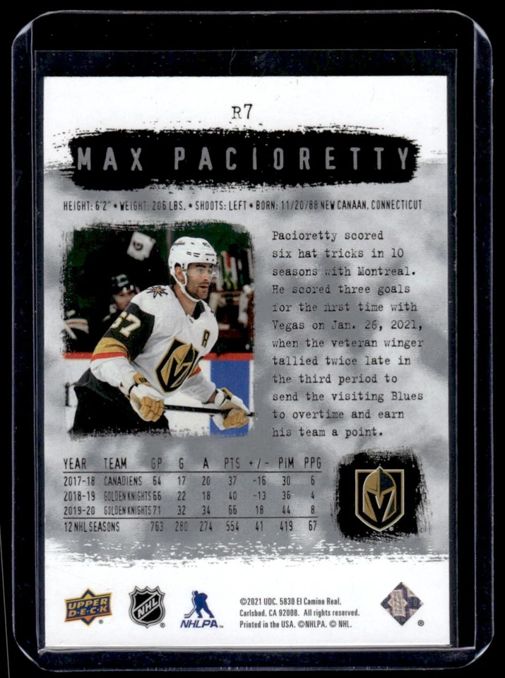 2020-21 SP Authentic 2000-01 Retro Max Pacioretty #R7 Vegas Golden Knights - Image 2 of 2