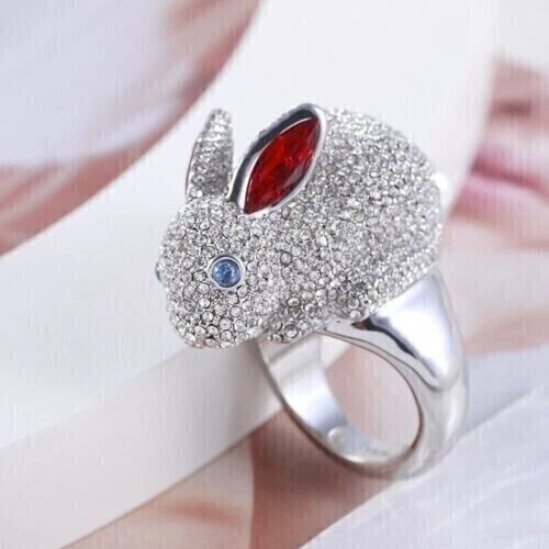 3Ct Marquise Simulated Red Ruby Rabbit Engagement Ring 14K White Gold Plated