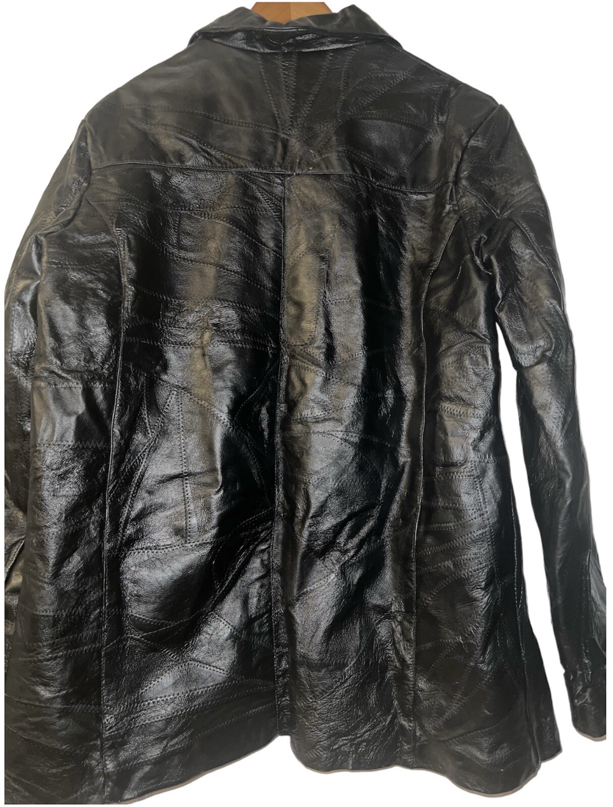 Vintage Cellini Patchwork Leather Jacket Black Co… - image 2