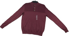 Club Room Sweater Mens size Small Red Burgundy 1/4 Button Down Knit Casual New
