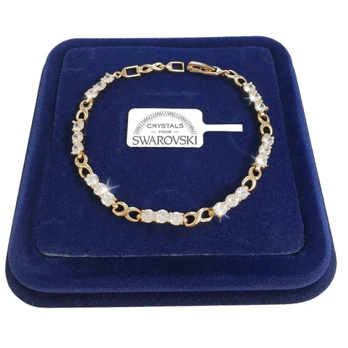 Braccialetto Tennis Infinito Donna,pl.oro Giallo 18k con cristalli Swarovski Bia - Foto 1 di 2