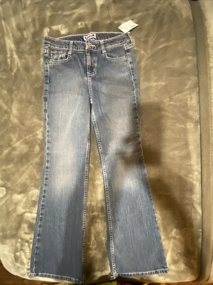 Jeans Energie Niñas Talla 16 Corte Bota Denim Con Hilo Rosa Y Tinte NUEVO CON ETIQUETAS Foto 2 de 4