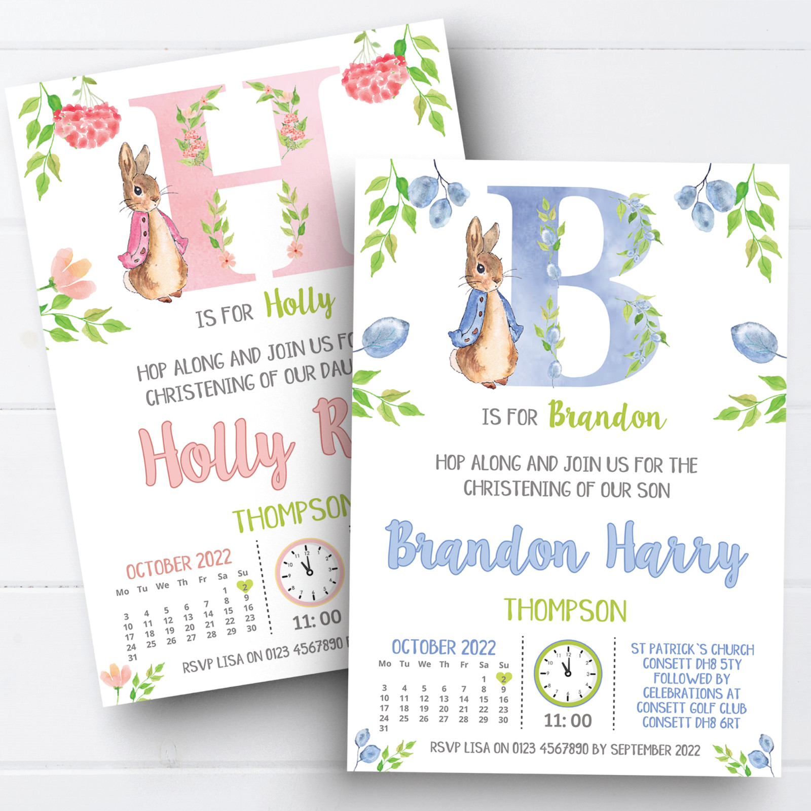 Personalisierte Einladungen Peter Hase Taufe Taufe Namenstag x10