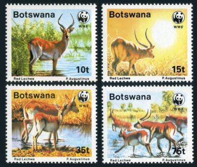 Botswana 432-435, hinged. Michel 431-434. WWF 1988. Red Lechwe, Kobus ...