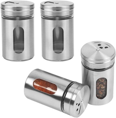Edelstahl Gewürzflasche Glas Salz Gewürz Gewürz Pfefferstreuer mit Deckel