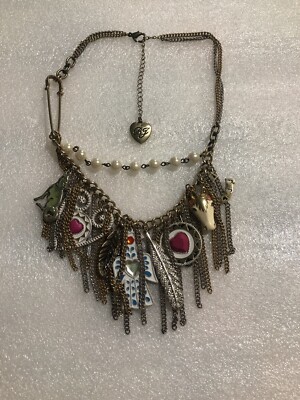 Betsey Johnson Indian Summer Wolf Bird Chain Necklace Rare