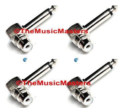 (4) Right Angle 1/4 in Plug (M) to RCA Jack (F) Audio Cable Cord Adapter VWLTW