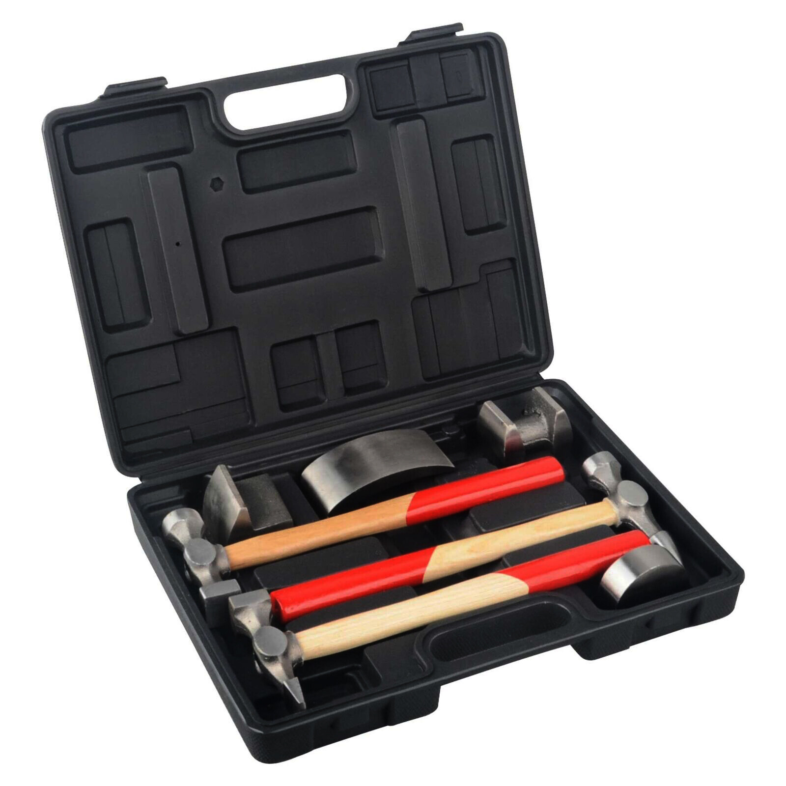 7PC CAR DENT AUTO BODY PANEL REPAIR TOOL KIT HANDLES BEATING DOLLIE