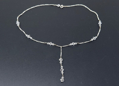 Vintage IBB Sterling silver Austrian Crystal chain Necklace 17''