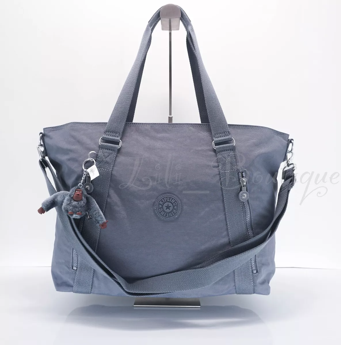 NWT Kipling TM5601 Skyler Large/ExtraLarge Shoulder Bag Tote Polyamide Hazy  Grey