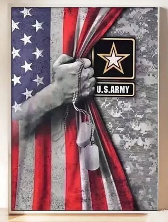 U.S. ARMY PATRIOTIC Dog Tags 5D Diamond Art Painting Kit Adult