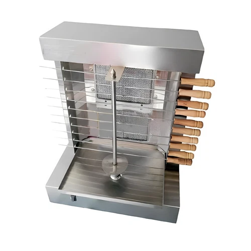 LPG Gas BBQ Spinning Grills Rotary Shawarma Doner Kebab Gyros Machine 2 Burners - Foto 4 di 5