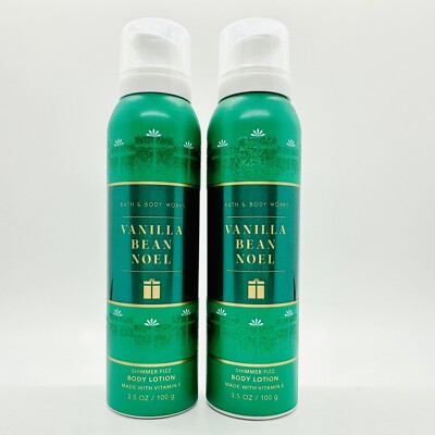 NEW! 2 BATH & BODY WORKS VANILLA BEAN NOEL SHIMMER FIZZ BODY LOTION FOAM 3.5 OZ