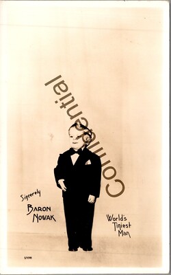 Real Photo 1940 Circus Sideshow Baron Nowak The World's Tiniest Man RP RPPC  F385