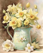 Wandbild Narzissen Blumen Vintage Shabby Deko Bild Wanddeko Wandfliese Holzbild